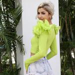 Women'S Handmade Lace Blouse Elegant Timeless Style Lime Crepe Oversized