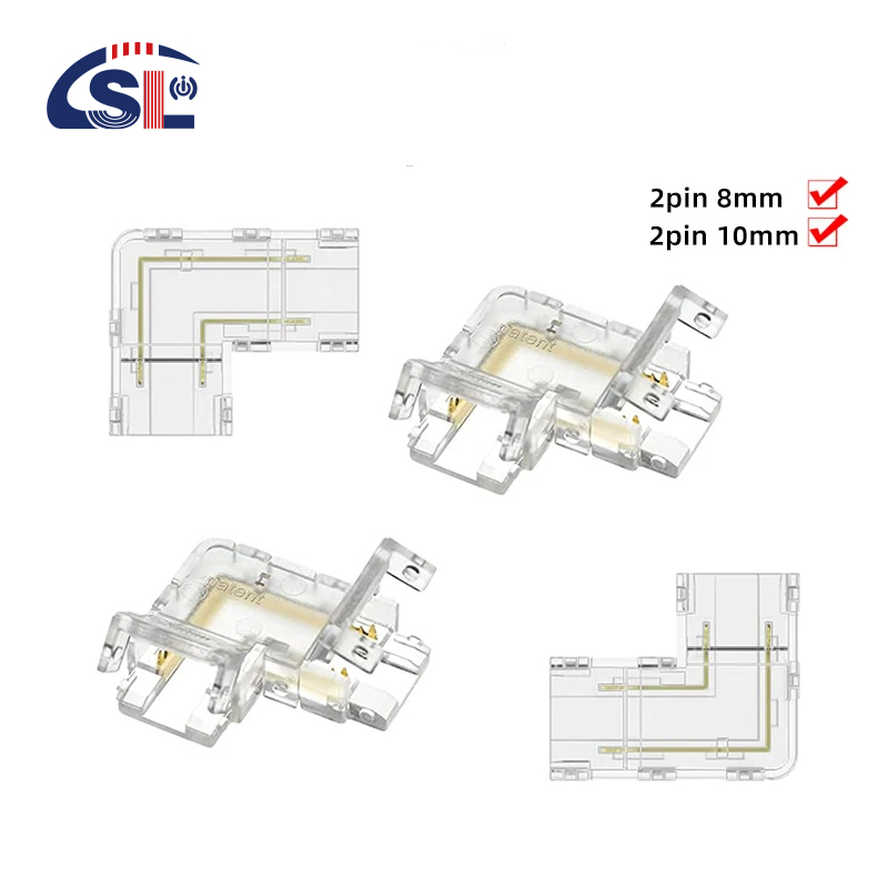 5mm 8mm 10mm LED Strip Connector L Shape Dual End Single End Transparent Reusable IP20