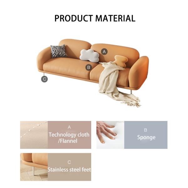 Apartment Flannel 3 Seater Living Room Sofa Sectional Simple Modern Furniture