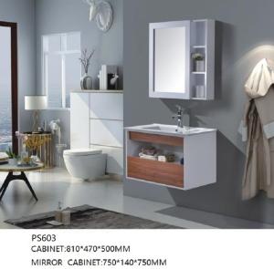 China Ceramic Basin PVC Bathroom Cabinet with Mirror wholesale