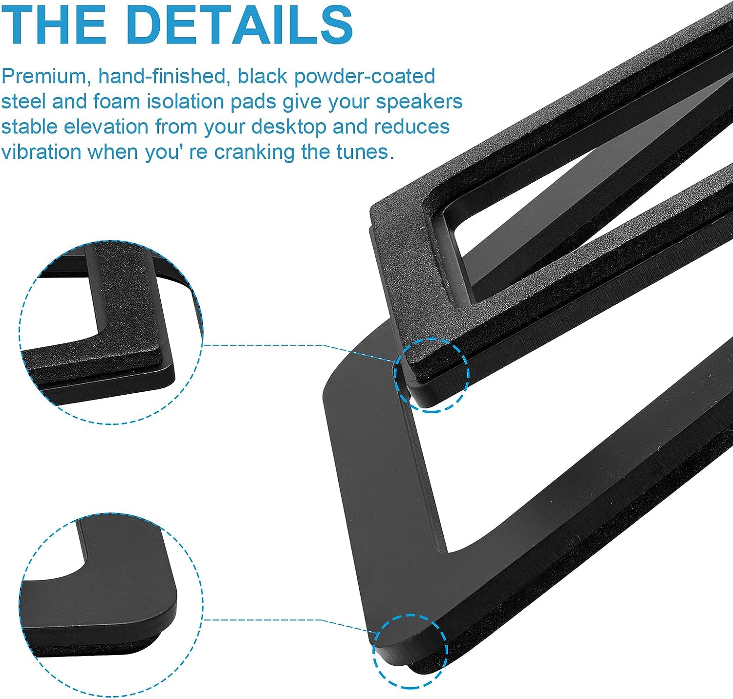 ISO9001 Rohs CE Desktop Speaker Stands for Small Speaker Tilted Tabletop Steel Computer Speaker Stands