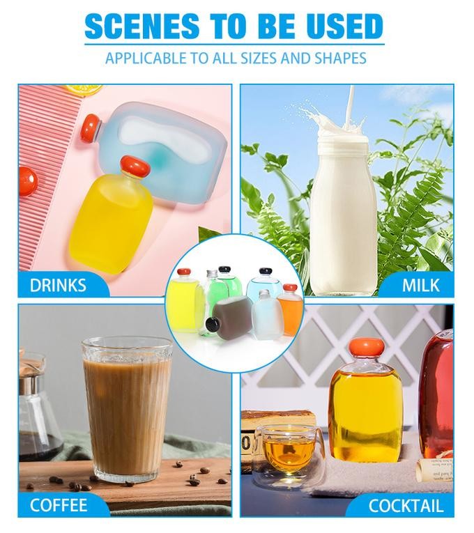 Custom 50ml 200ml Small Glass Juice Bottles Flat With Screw Lid