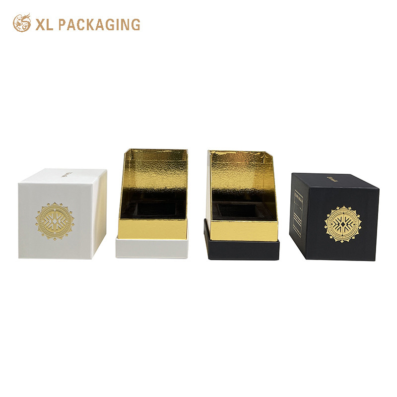 Luxury Perfume Paper Box Gift Box White Hot Stamping Custom Logo Lid And Base Box