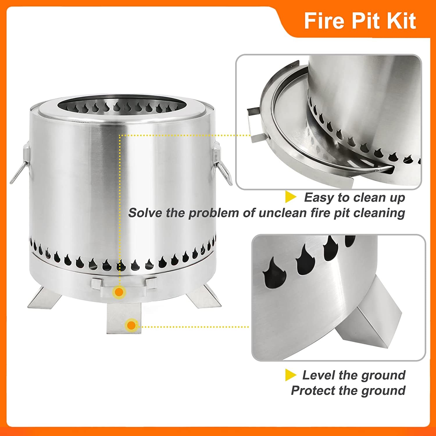 Stainless Steel Outdoor Barbecue Fire Pit Upgraded Bonfire Fire Pit With Drawer