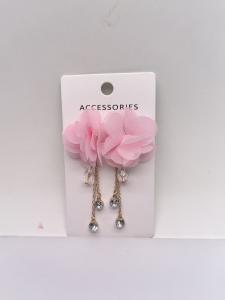 China Pink Flower Earring with Dimond Pendant for Kids wholesale