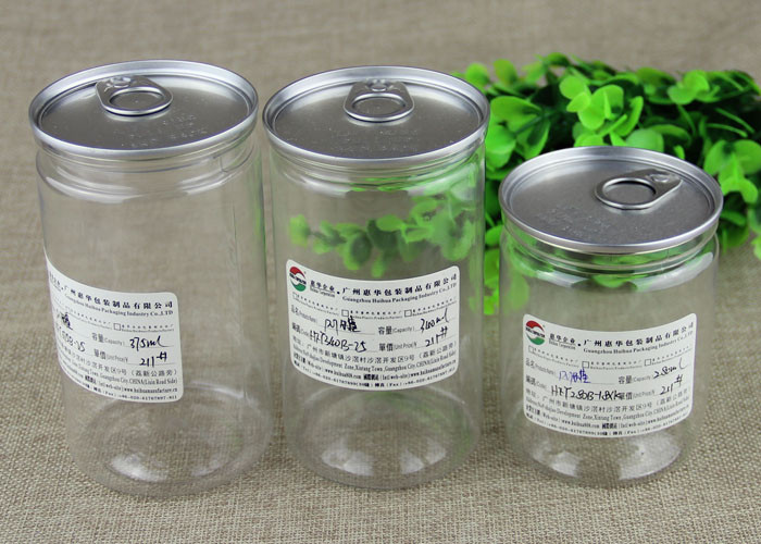 CMYK Printing Round Transparent PET Jar For Candy / Chocolate Packaging
