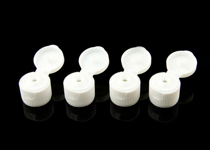 18mm 20mm Plastic Cosmetic Bottle Caps Flip Top White Ribbed Surface Customized
