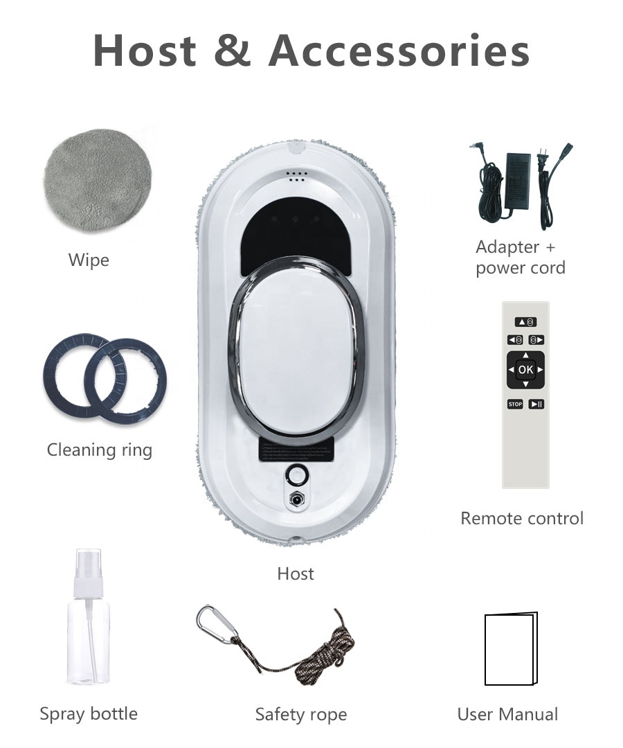 Indoor/Outdoor Window Cleaning Robot with Intelligent Spray and 500mAh Battery Capacity