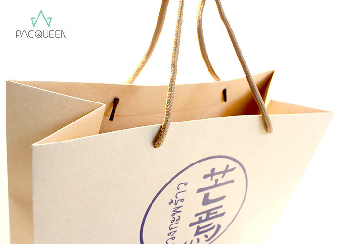 Large Size High Capacity Takeaway Paper Bags With Kraft Color Cotton Handle