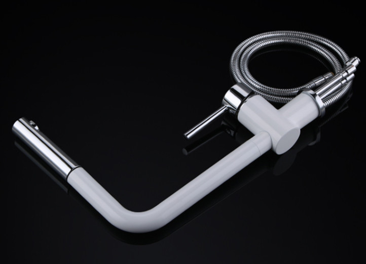 White Pull Out Rotatable Kitchen Scandinavian Copper Sink Faucet