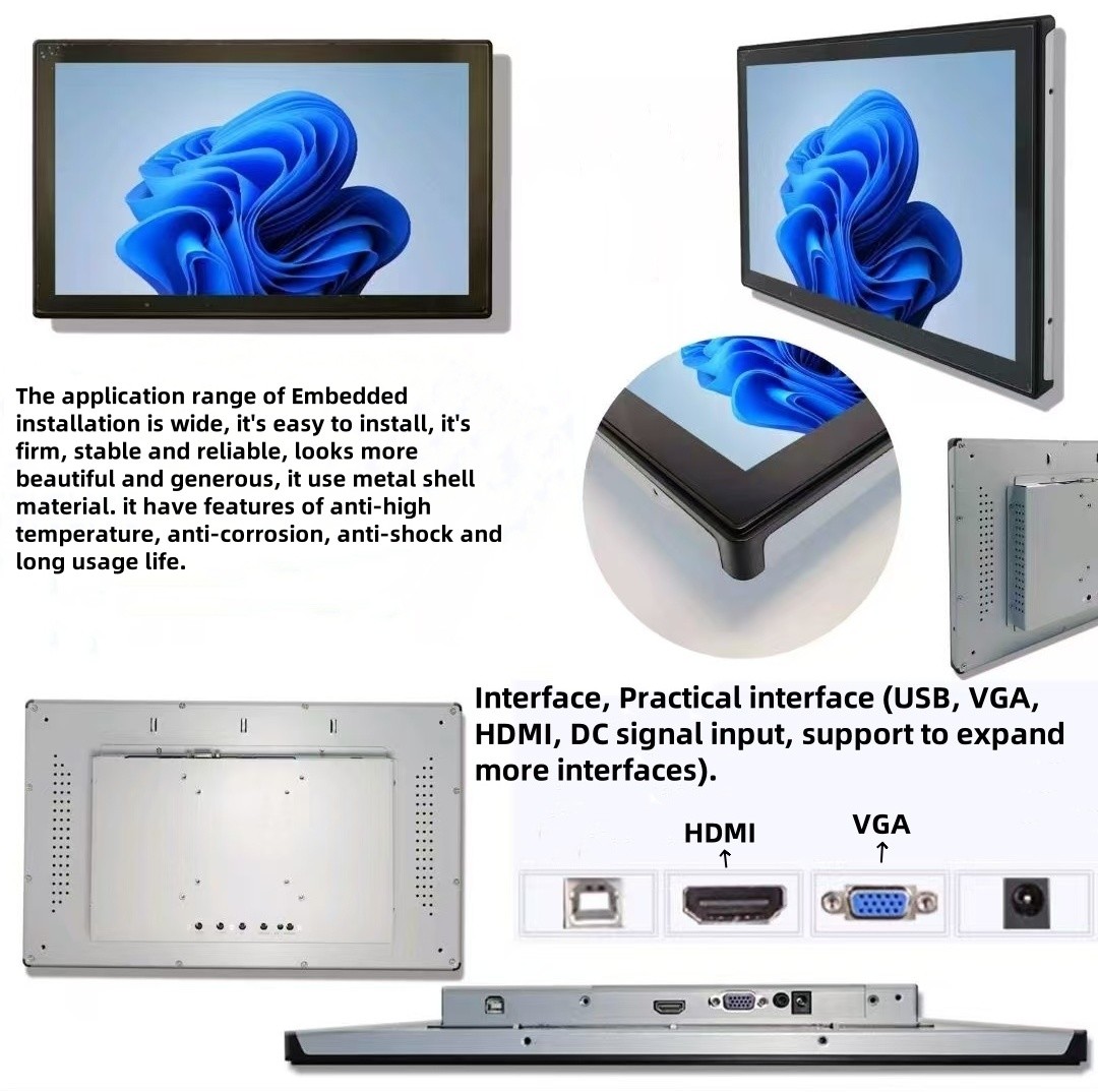 21.5" Waterproof Multi-touch projected capacitive Touch Screen panel Anti-UV AR AF AG lcd display led Monitor Customizable for industrial commercial