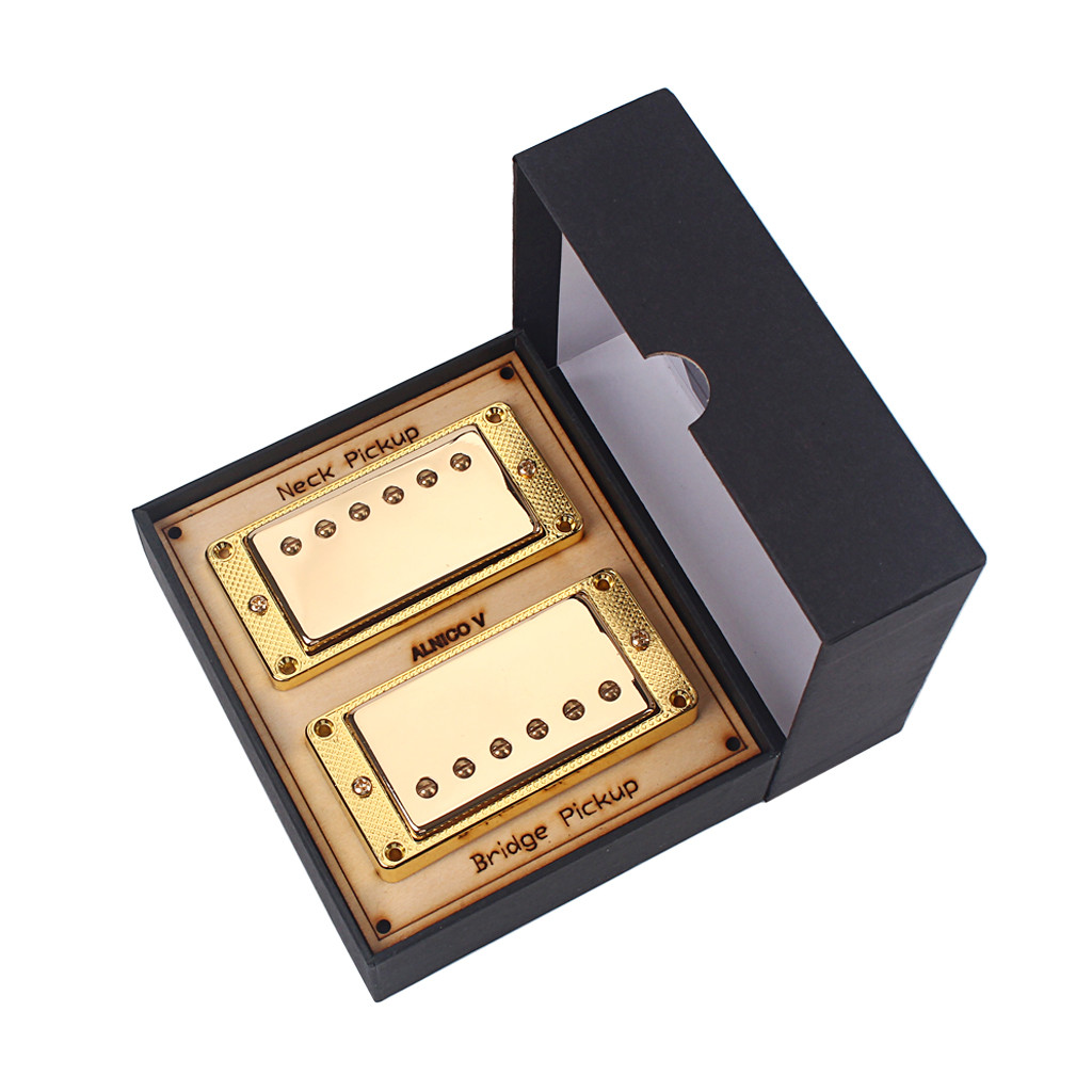 Mini Humbucker Pickup Double Coil Chrome Gold N14k/B15.2k For Lp Electric Guitars 5-Conductor PVC