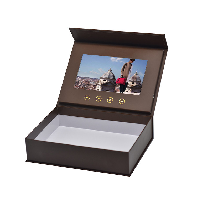 7 inch LCD video packaging box, LCD video gift box with custom print for innovative video mailer marketing