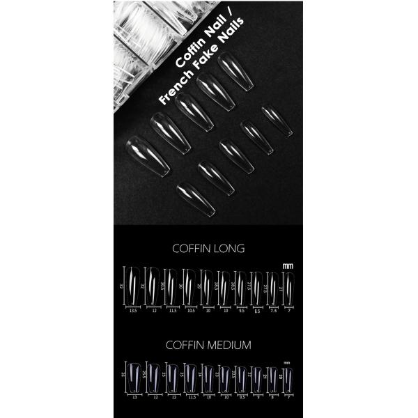 Acrylic Easy Tapered Long Clear XL XXL XXXL Straight No Non C Curve Square Nail Tips Stiletto Nail Tip Full Coverage