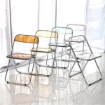 Metal Steel Frame Clear Acrylic Folding Chairs for Wedding Banquet Restaurant