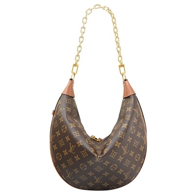 LV Designer Monogram Bag Presbyopic Half Moon Cowhide Leather Tote Handbag