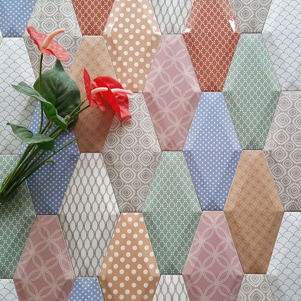 Colorful Bevelled Bread Wall Tiles 10x20cm AAA Grade Subway Tiles For Dining Room