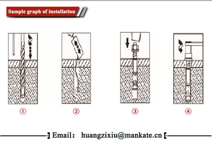 Stainless Steel Concrete Fastening NJMKT Wedge Anchor With M8-M16 Size