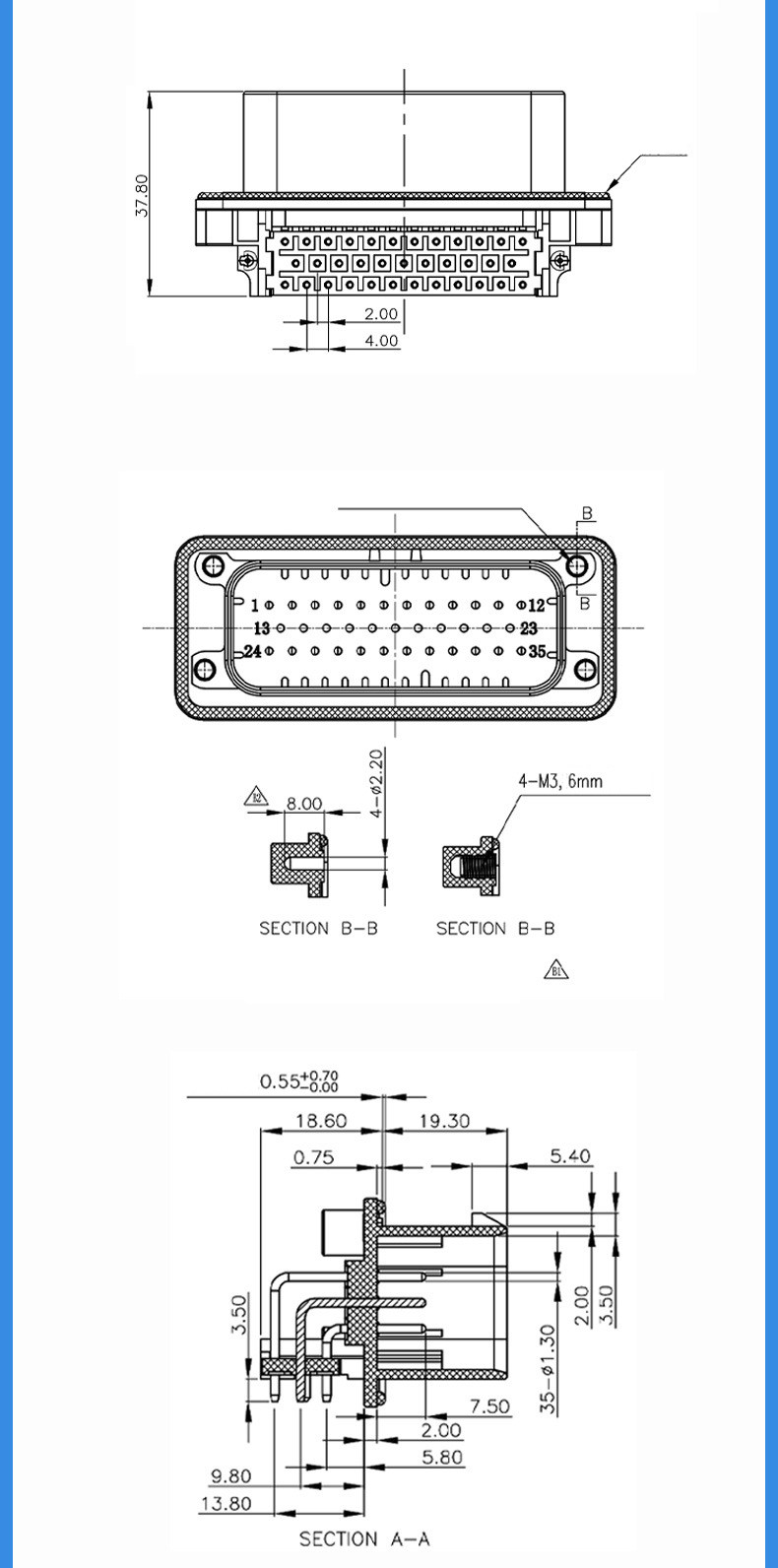 ACN New Energy Vehicle Connectors PTFE ABS Plastic Enclosure Injection Mold