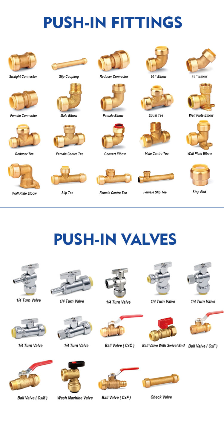 Brass Plumbing Elbow Fittings Lead free Quick Connect Pex Push Fit Fittings