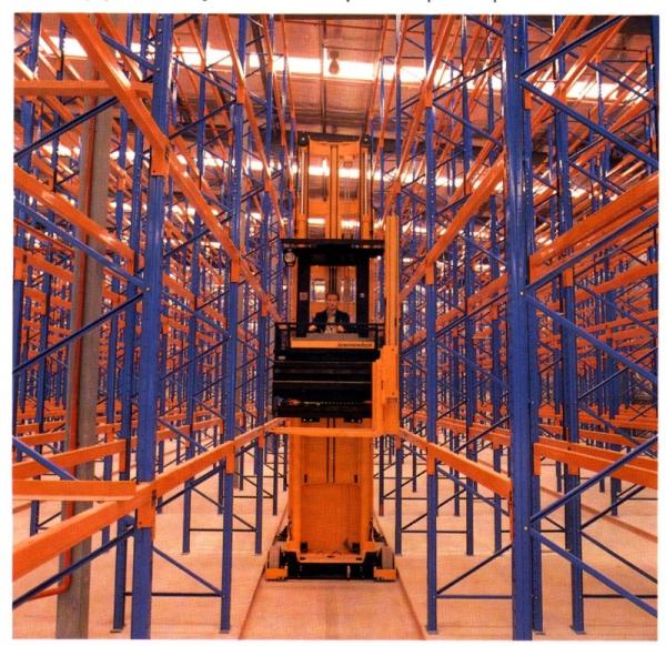 Blue / Orange Forklift Movement Very Narrow Aisle Racking System , 1800mm To