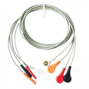 China TPU Jacket Spacelabs ECG Holter Cable 4 Leads Din1.5 Snap Grey Color on sale