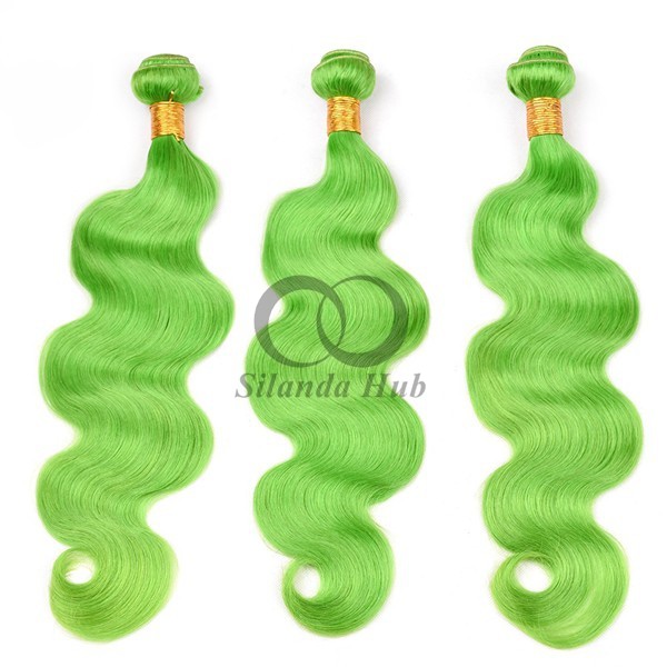 Green Body Wave Remy Human Hair Bundles Sew In Weave Bundles Brazilian Bundle Deals