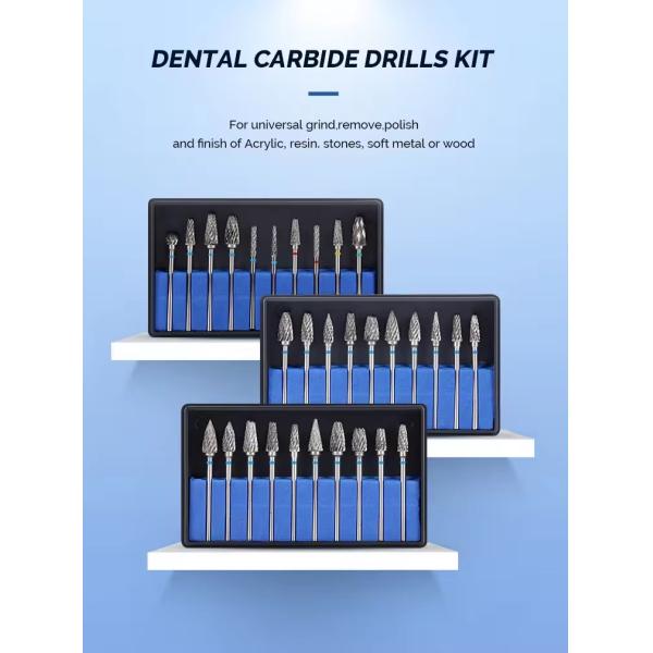 Dental Lab Use Tungsten Carbide Burs 10pcs/Set Dental Carbide Drill Kit For Micromotor