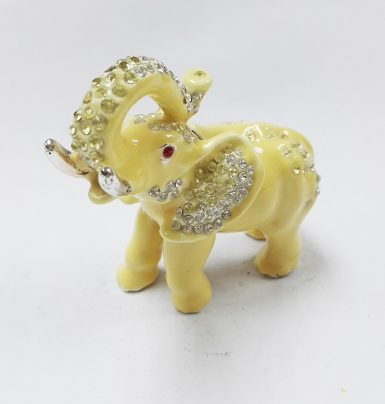 Elephant Metal Crystal Rhinestone Jewelry Box Trinket Boxes