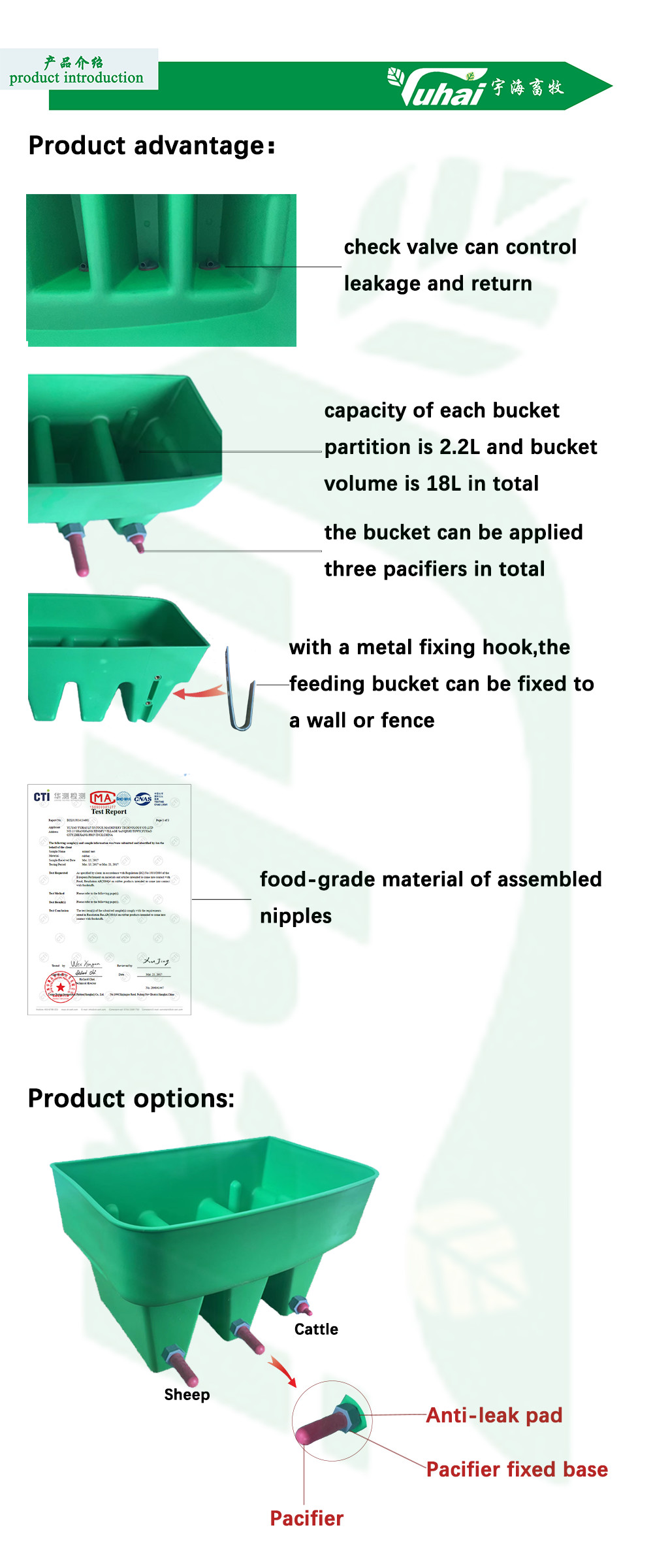 Green 30 Liters Volume 3 Claves Milk Bucket For Animal Feeding Milking Bucket