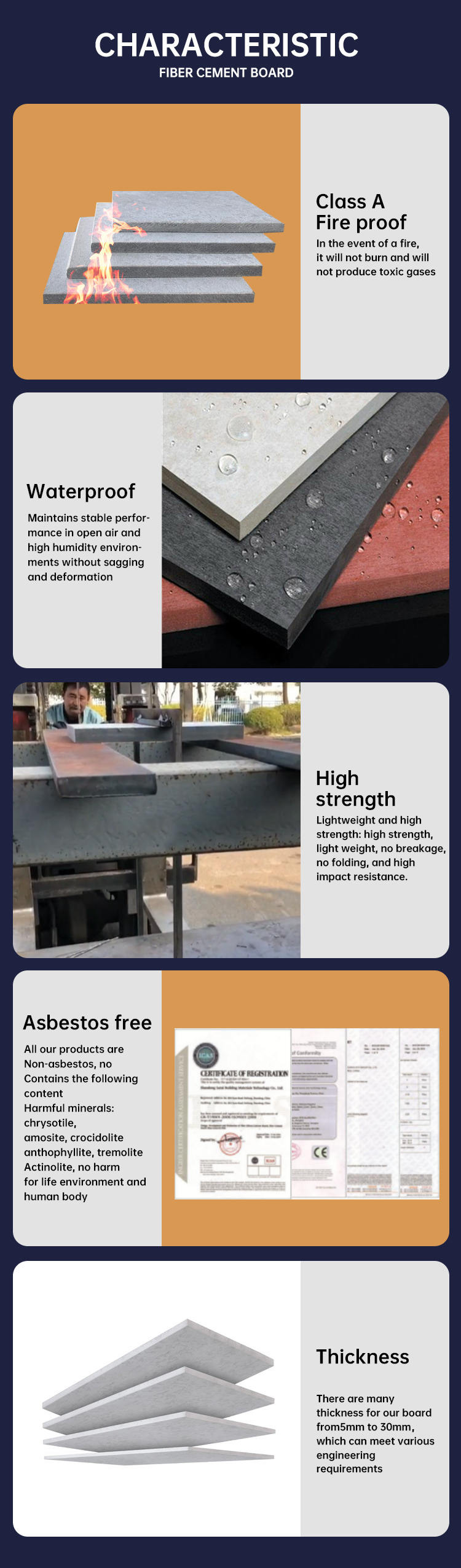 Calcium Silicate Raw Materials Wood Grain Cement Board Siding for House Exterior Wall