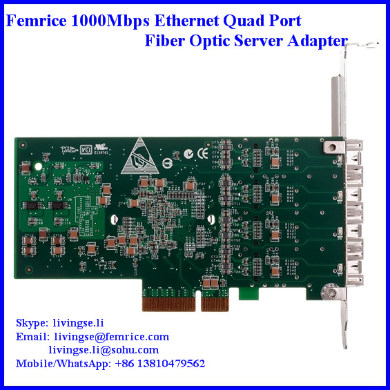 Femrice 1000Mbps Quad Port Network Card, SFP Slot Server NIC Network Card, LC Fiber