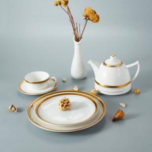 China Porcelain Gold Party Wedding 8.25&quot; Ceramic Dinnerware Set wholesale