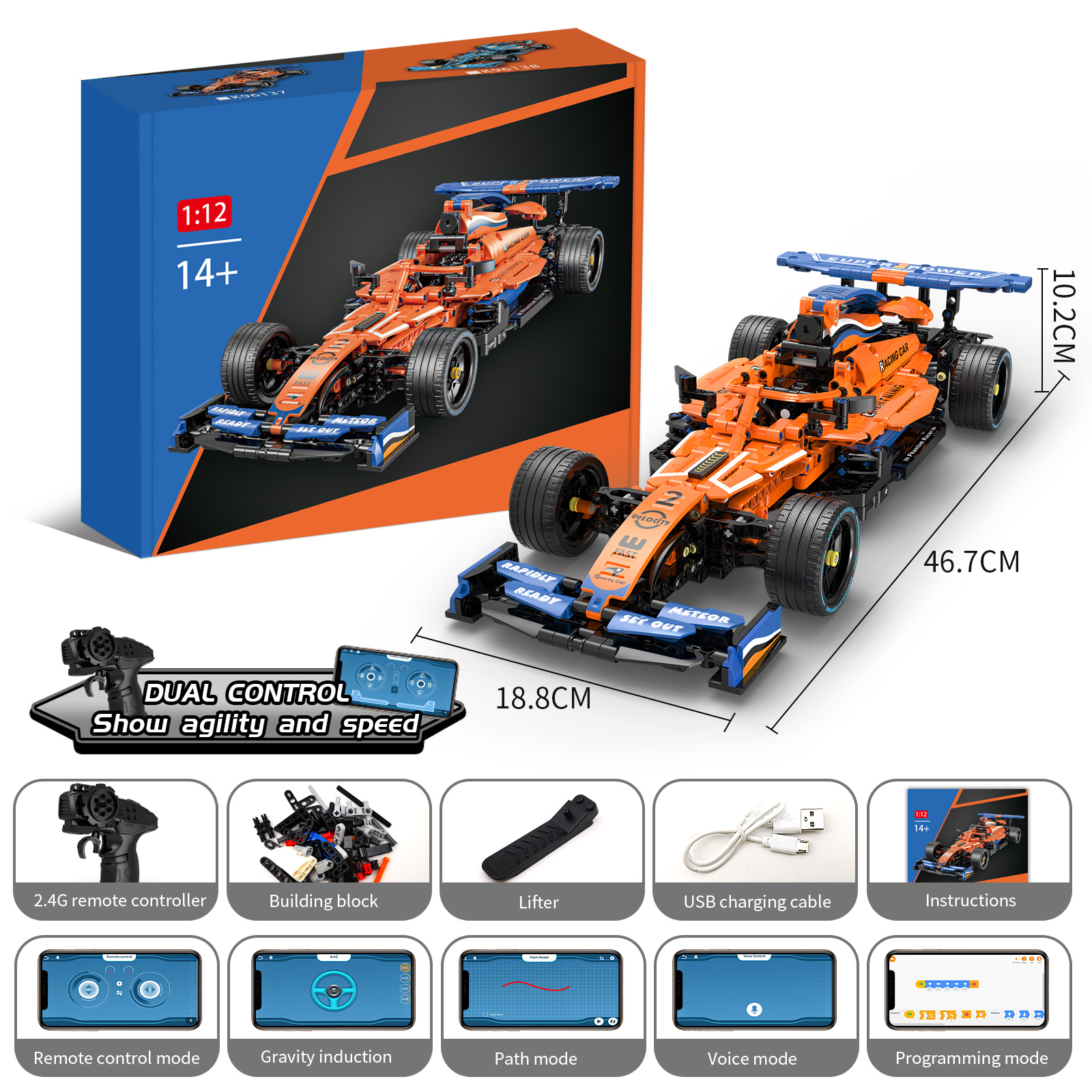 State of Assembly Ready-to-Go 2.4G Race Building Blocks for Formula Car Speed Racing
