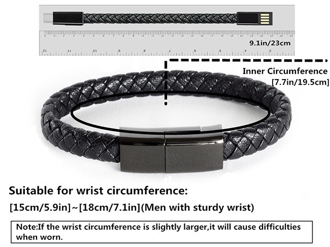 PU Leather Mini Size SH20 2.4A 1meters Bracelet Charging Cables