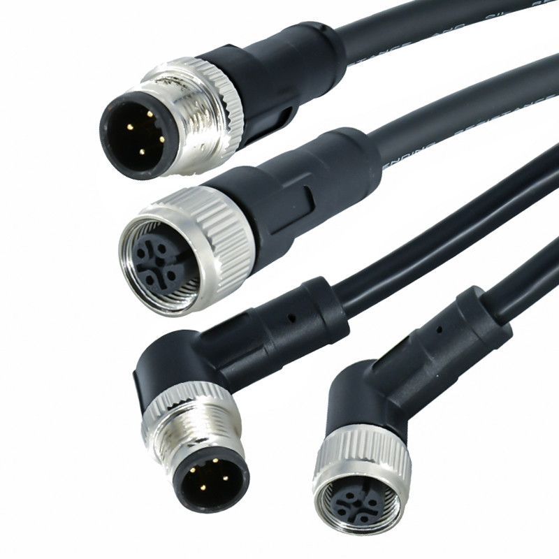 Electrical Waterproof Circular Connector A Code 3 4 5 Pins M12 Sensor Connector Molded Cable
