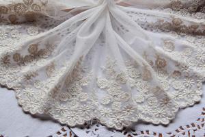 China Plum Blossom Embroidery Floral Nylon Lace Dress Fabric By The Yard 5.5” Width wholesale