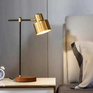 China Modern Wooden Base Gold Touch Table Lamp With Wireless Charging wholesale