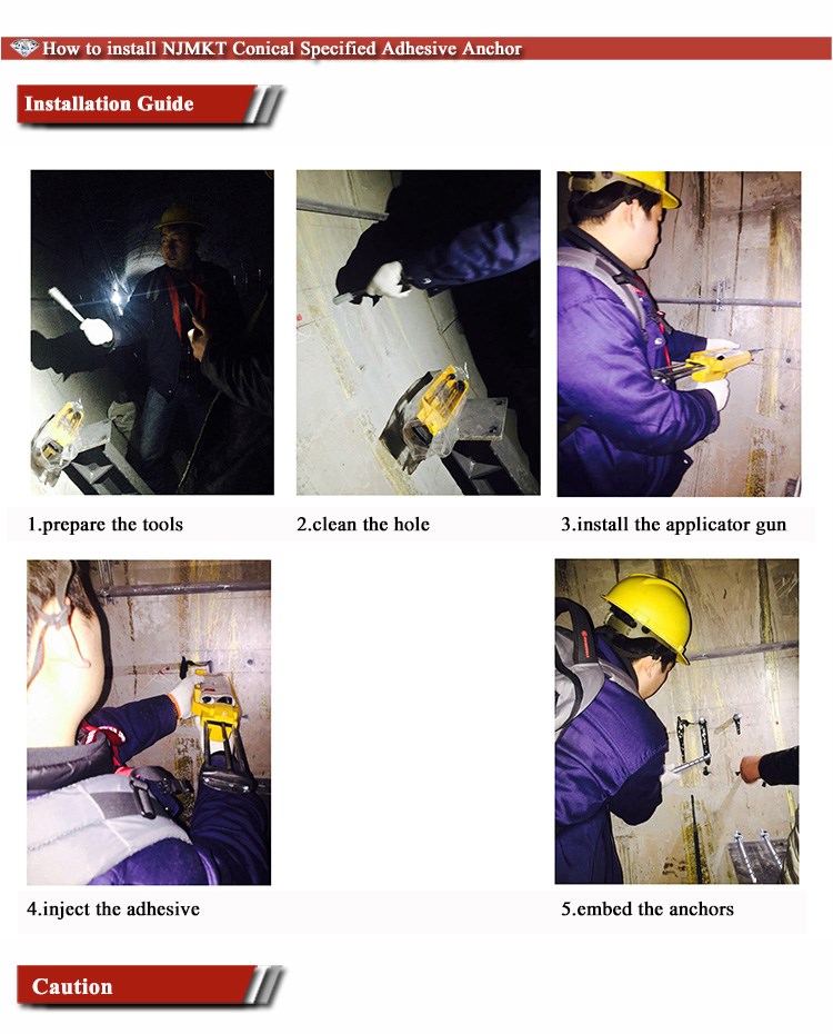 NJMKT High Loading Capacity Adhesive Anchoring Chemical Anchor Conical Anchor ETA