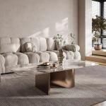 Modern Stainless Steel Marble Square Living Room Coffee Table