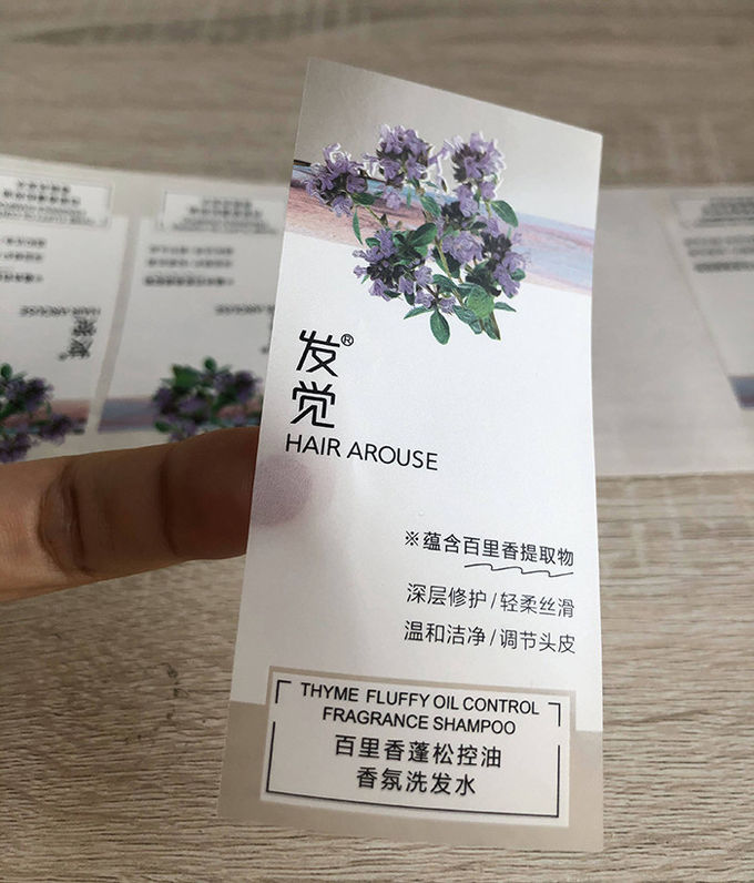 Full color printed waterproof clear vinyl shampoo bottle packaging sticky labels