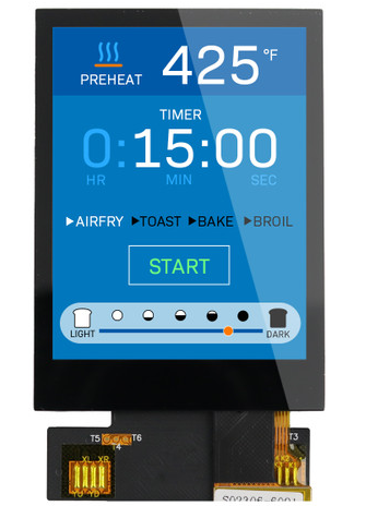 2.4 Inch IPS TFT LCD Display with 300 Nit Brightness 800:1 Contrast Ratio and -20~70℃ Operating Temperature