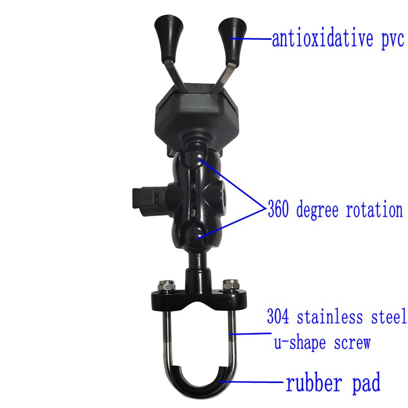 X Waterproof Bike Phone Stand , 3.5-6.5'' Metal Motorcycle Phone Mount 0.4kg