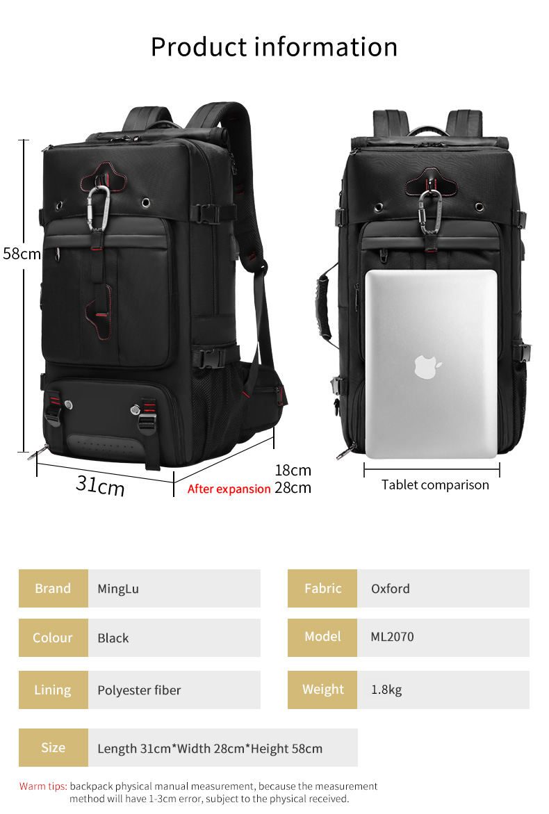 New custom hiking climbing waterproof mens large capacity back packs travel outdoor laptop backpack bag tactical backpack