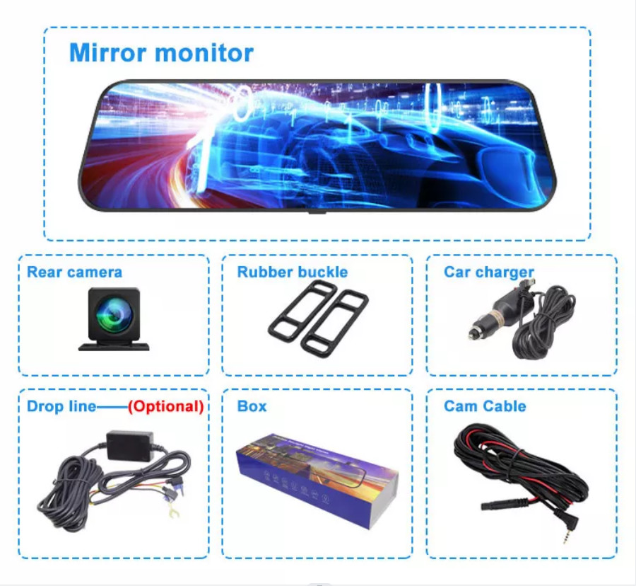 9.66 Inch Touchscreen 4G Car DVR Camera Video Recorder