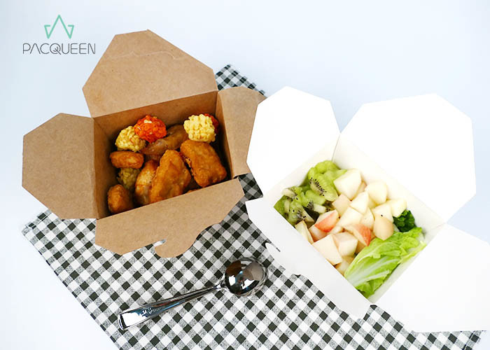 Fruit Salad Kraft Paper Takeaway Boxes Eco Friendly Oil Resistant