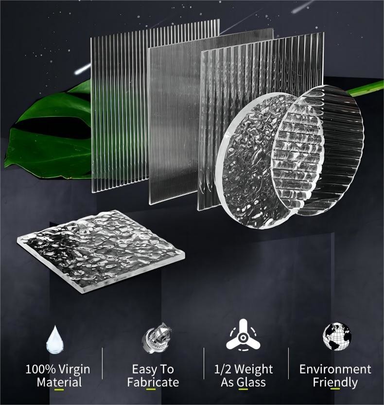Chemical Resistance Stone Textured Clear V-Shaped Striped Acrylic Sheet in 6mm 10mm Thickness and Durable Design