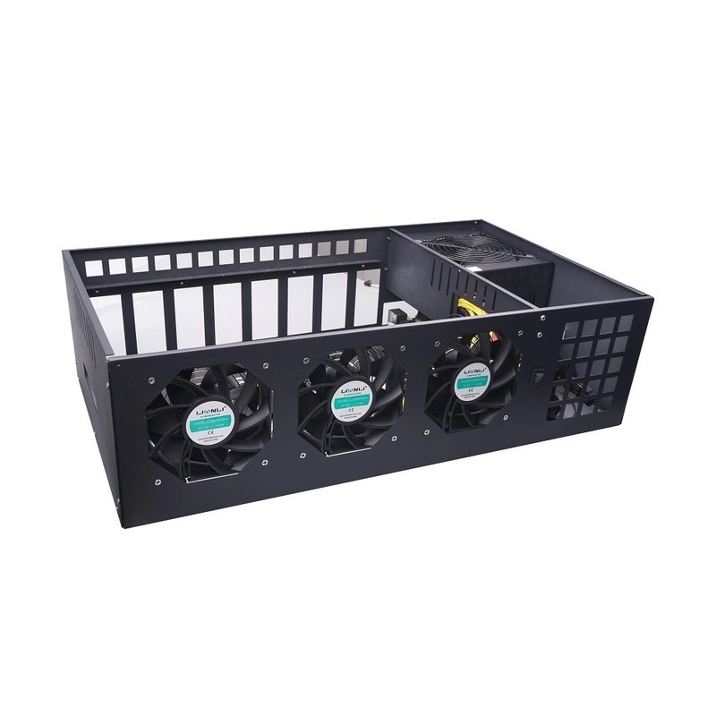 240MH/S GPU Mining Rig 8 GPU 6U GPU Server Case With 4 High Power Fans
