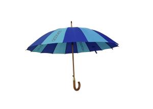 China J Shape Wooden Stick Umbrella , Raines Umbrella Wooden Handle Windproof Frame wholesale