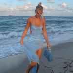 Solid Color Womens Party Maxi Dresses Hollow Sling Lace High Slit